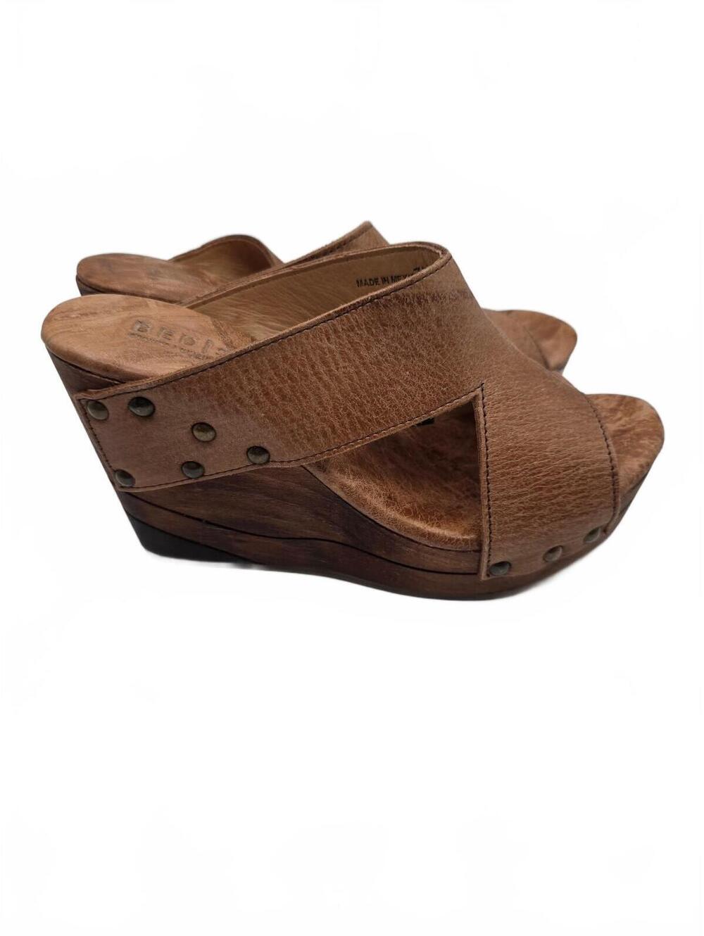 Bed Stu Womens Olea sandals shoes distressed leather wood platform wedge sz 7.5 - Picture 3 of 10